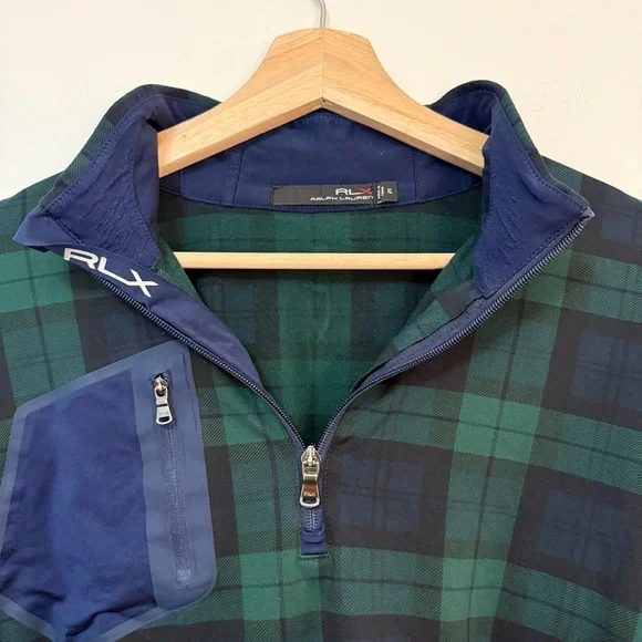 RLX Ralph Lauren Plaid 1/4 Zip Performance Golf Pullover Ansley Golf Club - Picture 2 of 4